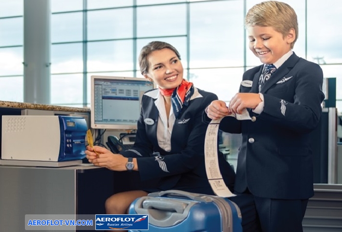 Gắn thẻ hành lý khi làm thủ tục với Aeroflot